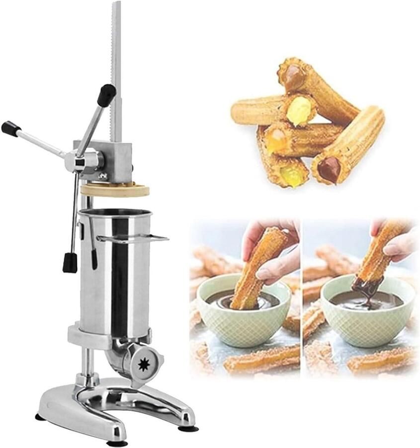 Churro Maker Bakapparaat Dessert Zelf Churros Maken Verticaal Ontwerp 5 Mallen Zilver