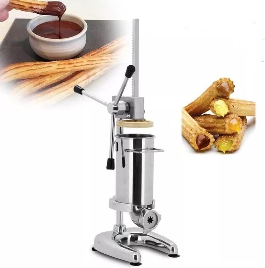 Churro Maker Deegspuit Machine Desserts Maken 5 Vormkoppen 2L Capaciteit Zilverkleurig