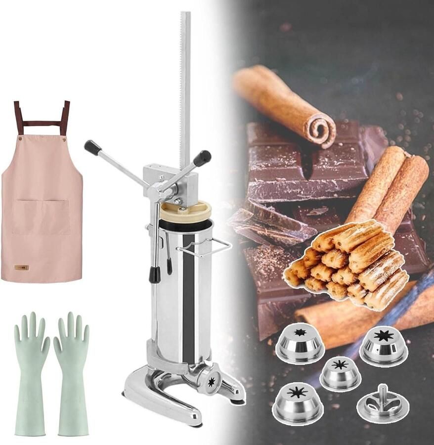 Churro Maker Deegspuit Zelf Bakken Roestvrij Staal 2L 3L Capaciteit Zilverkleurig