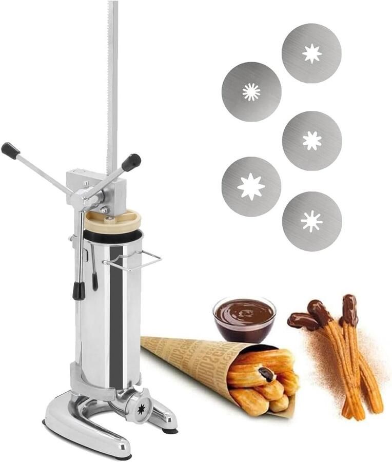 Churro Maker Donut Maker Bakkerij Gebruik 5 Verschillende Mallen 2L Capaciteit Zilver