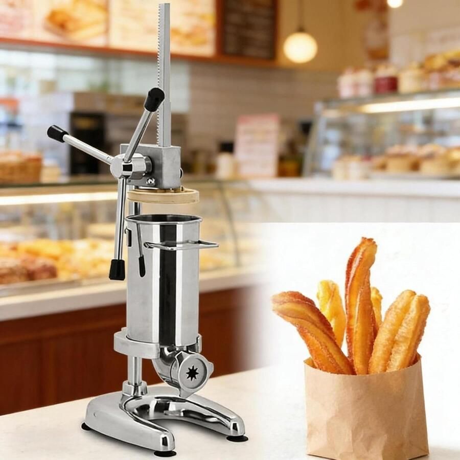 Churro Maker Donut Pers Zelf Bakken Roestvrij Staal 3L Capaciteit Zilver