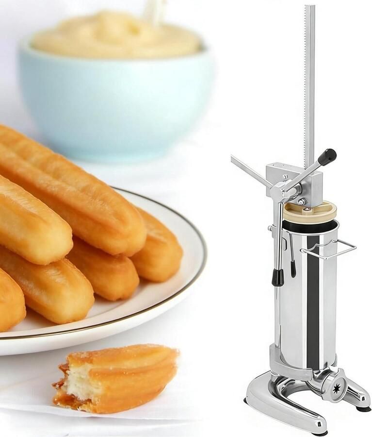 Churro Maker Machine Deeg Pers Zelf Gebak Maken Roestvrij Staal 3L Capaciteit Zilverkleurig