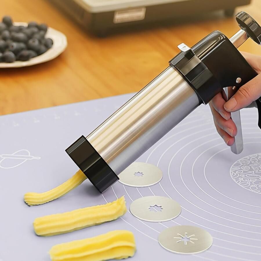Churro Pers Spaanse Treats Maker Zelf Bakken Roestvrij Staal 360g Zilver