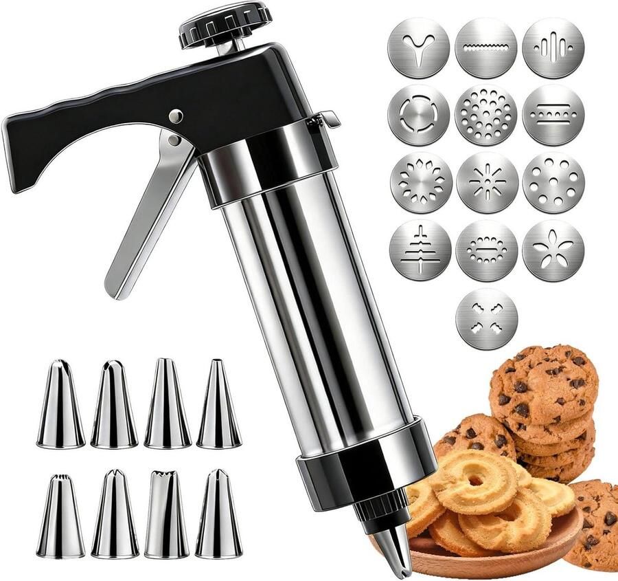Churros Bakvorm Koekjespers Dessertmaker Zelf Gebak Maken Met 13 Stencils 22.6 x 15.6 x 6.4 cm