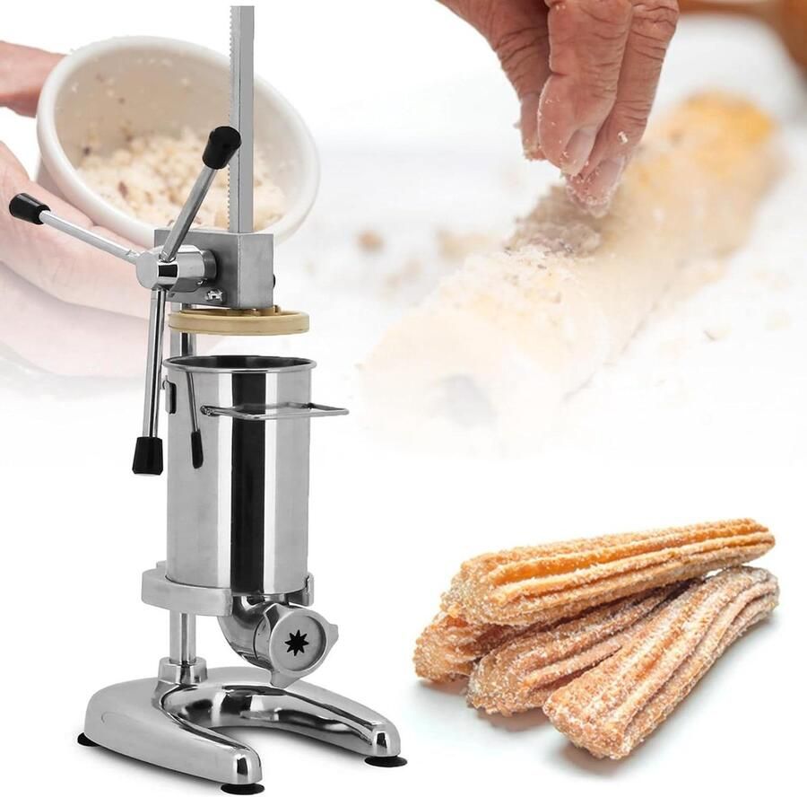 Churros Maker Bakvorm Deeg Zelf Bakken Vijf Vormen 3L Capaciteit Zilver