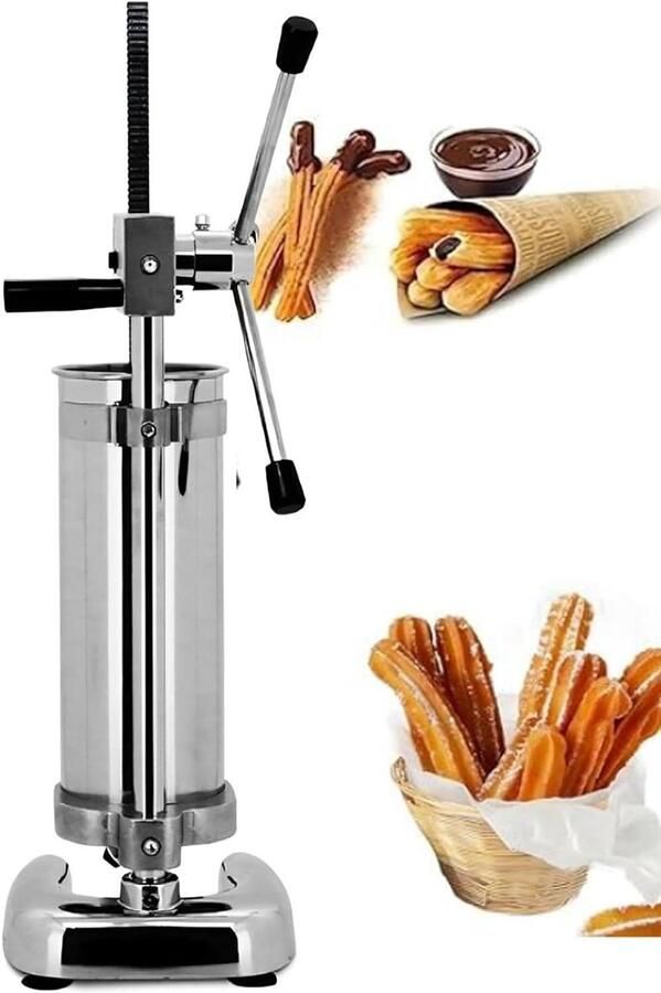 Churros Maker Deeg Vuller Zelf Bakken 5 Vormen Inclusief 3 Liter Capaciteit Zilverkleurig