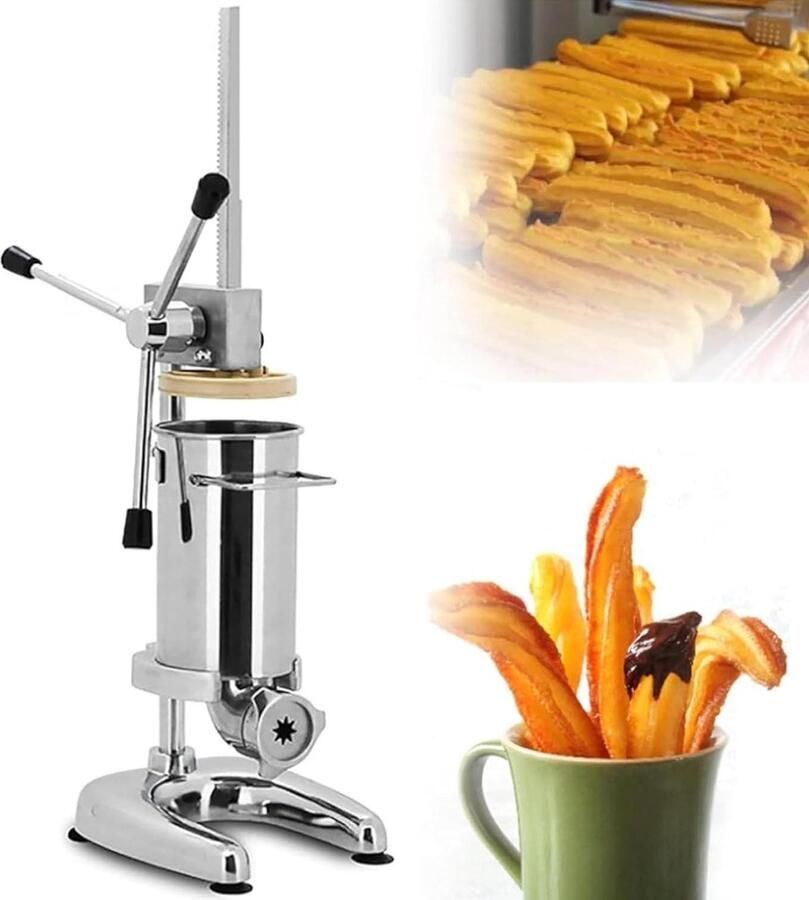 Churros Maker Donut Machine Zelf Bakken Vijf Mondstukken 2 Liter Capaciteit Zilver