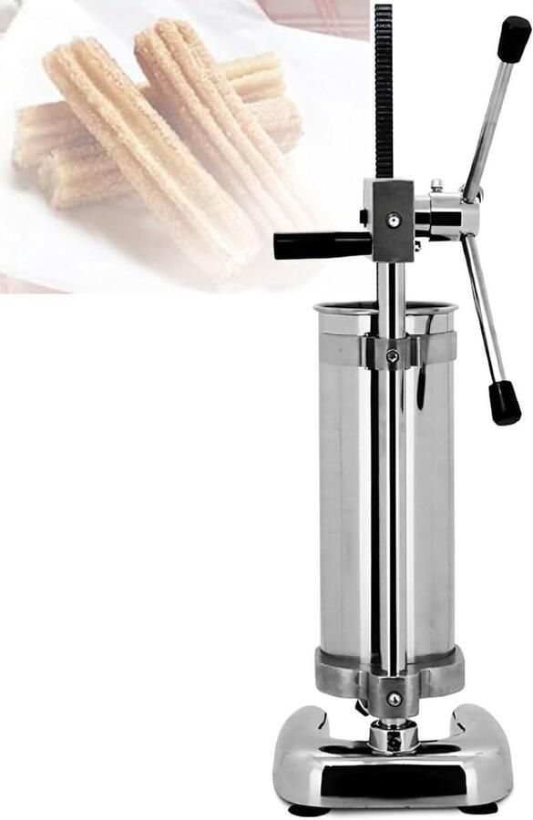 Churros Maker Machine Deeg Pers Zelf Bakken 3L Capaciteit 5 Vormen Zilver