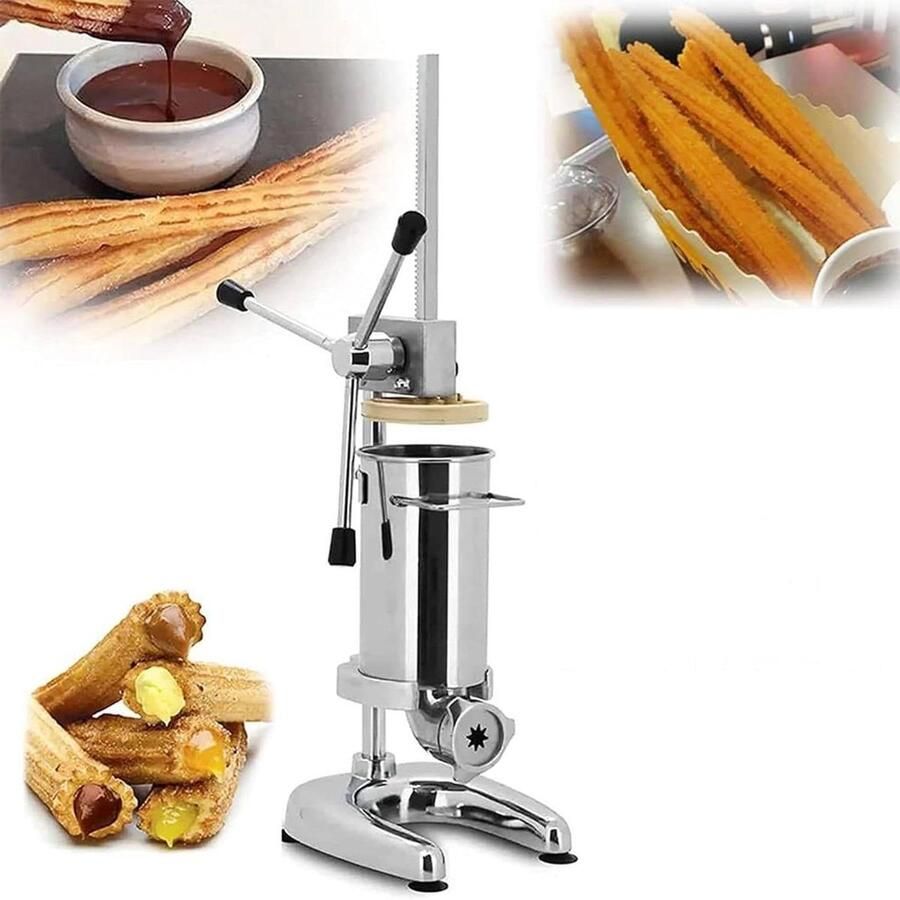 Churros Maker Spaanse Churro Pers Zelfgebakken Snacks Verticale Ontwerp 2L Capaciteit Zilver