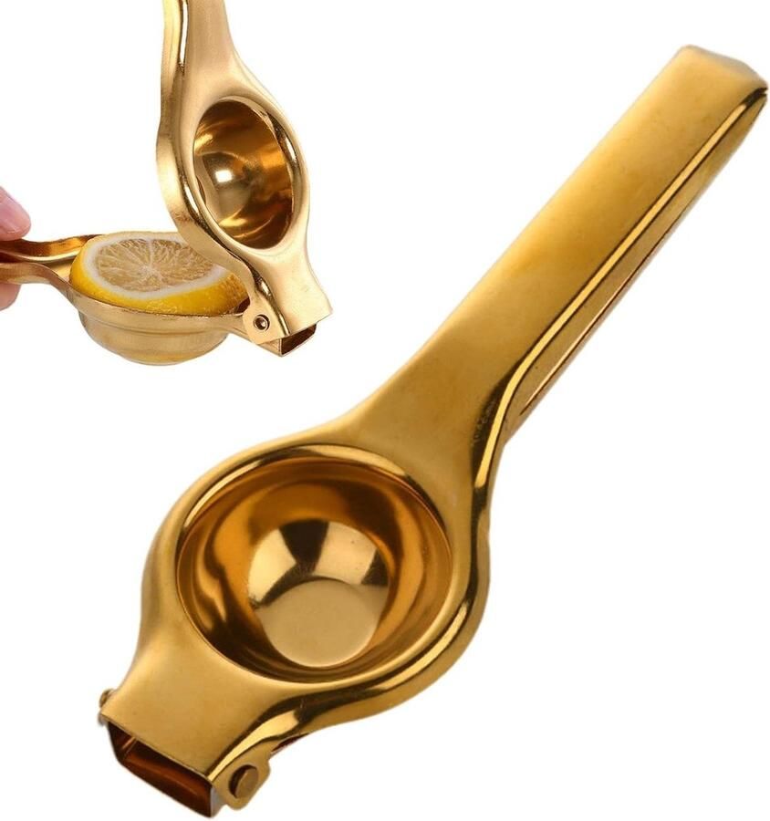 Citroenpers Roestvrijstaal Handpers Keuken Moeiteloos Sap Maken Ergonomisch Ontwerp 4.3x7.2x4.3 cm Goud
