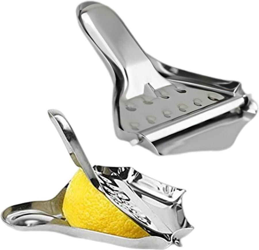 Citroenpers Set Limoenpers Handig Verse Sappen Maken Voedselveilig Staal 2 Stuks Zilverkleurig