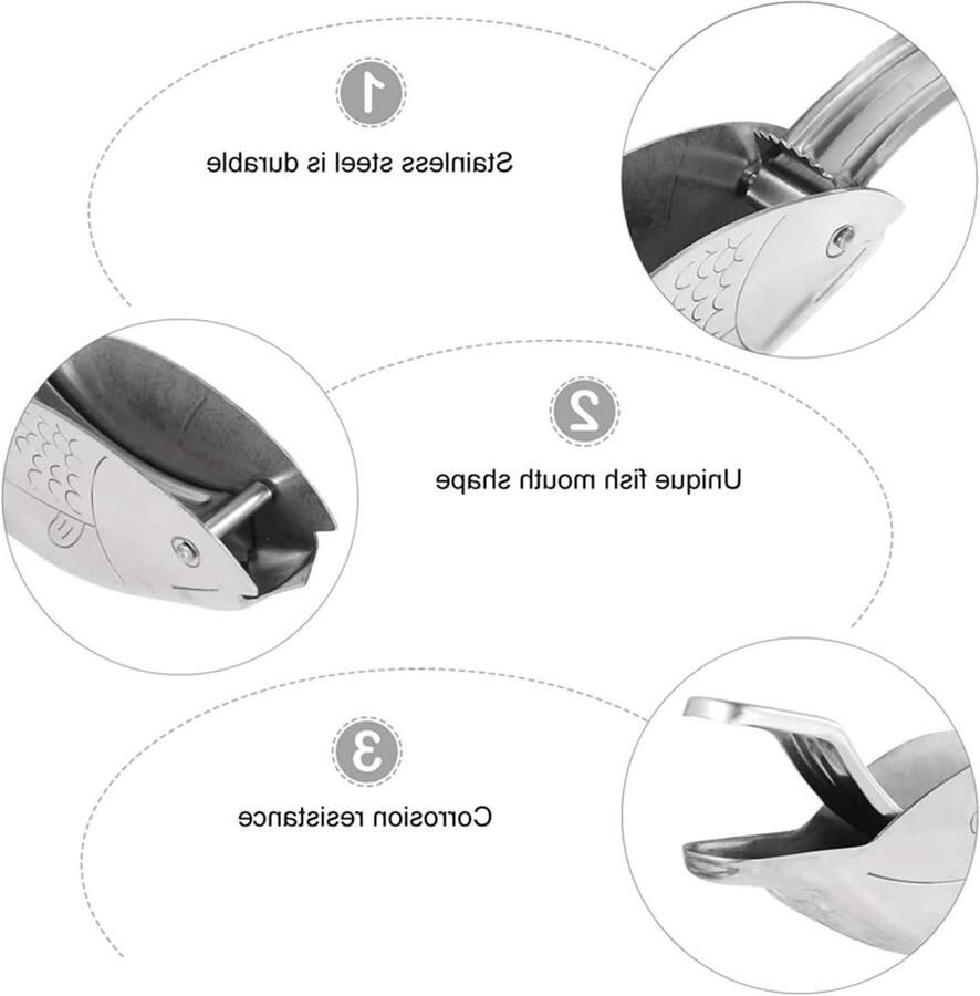 Citroenpers Visvorm Citruspers Keukengadget Sap Persen Ergonomisch Ontwerp 12 cm Zilver