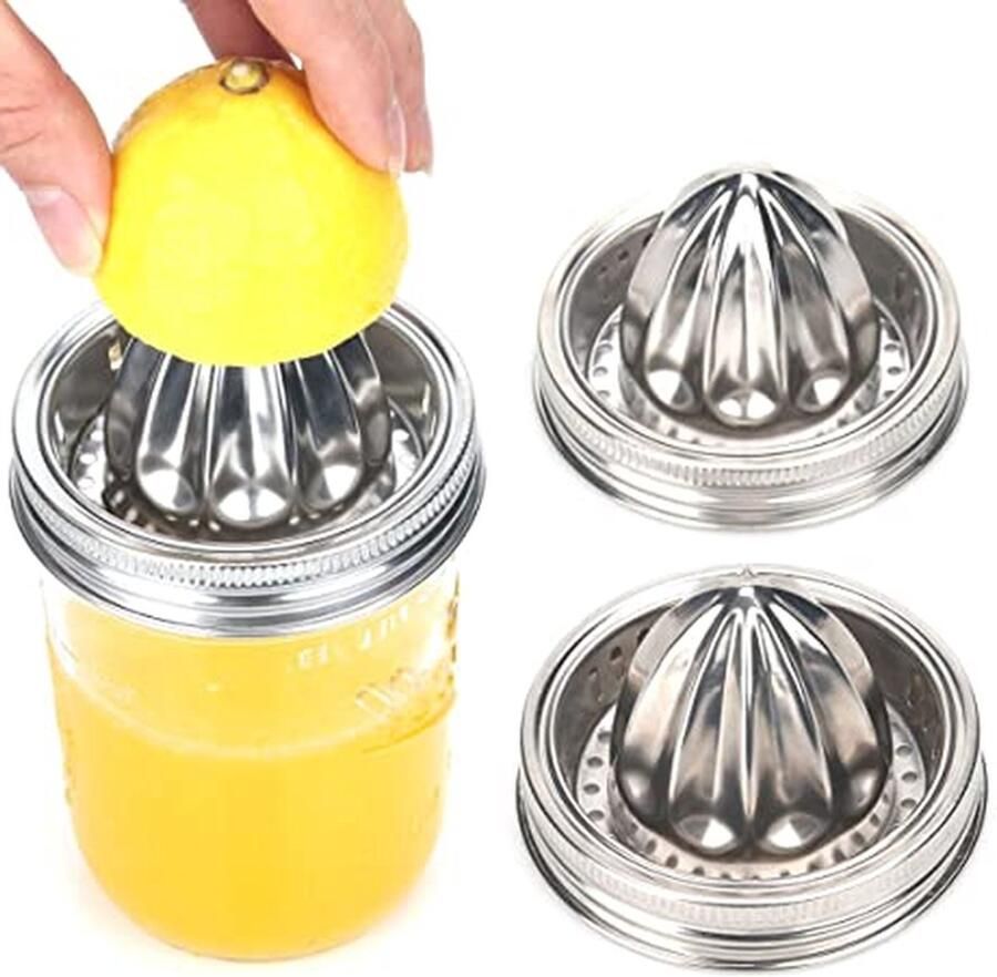 Citruspers Deksel Citroensapper Sapcentrifuge Vers Sap Maken Roestvrij Staal Past Brede Mond Potten Zilver