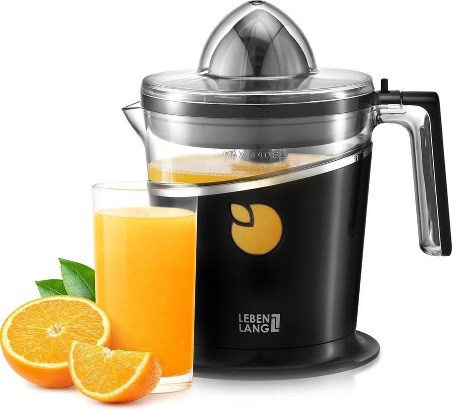 Lexium Store Citruspers elektrisch Zwart 800 ml Met verstelbare zeef en dubbele rotatie Voor vers sap van citrusvruchten