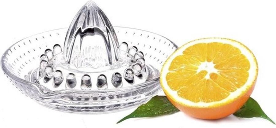 Citruspers Glas Handpers Sappen Verse Sapjes Maken Smaakneutraal Zuurvast Diameter 14 cm Transparant