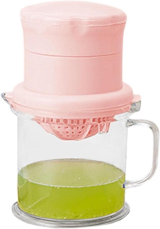 Citruspers met Beker Handpers Fruit Verse Sap Maken Met Geïntegreerde Zeef 15 cm Roze
