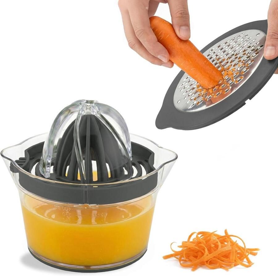 Citruspers Met Maatbeker Keuken Gadget Sap Extraheren 5-in-1 Multifunctioneel 12 oz Grijs