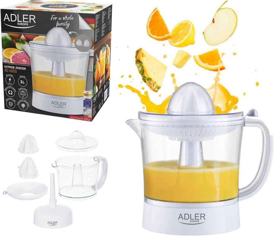 Citruspers Sapcentrifuge Vers sap maken Automatische startstop 1 liter capaciteit Zwart