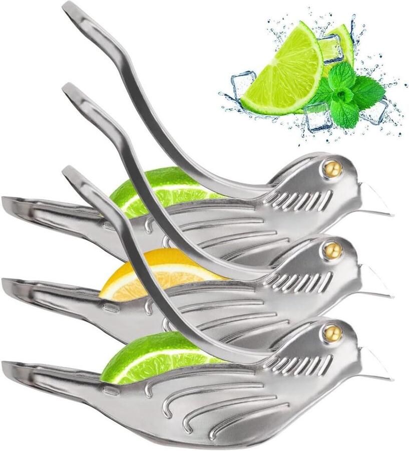 Citruspers Vogel Citrusknijper Handpers Sap Maken Mooi Vogel Design 113D x 25W x 53H mm Zilverkleurig