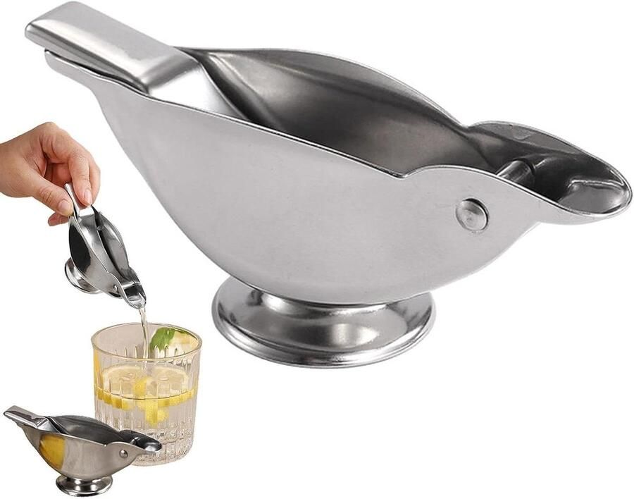 Citruspers Vogel Juicer Sap Extraheren Ergonomische Grip 3x5x3 cm Zilver