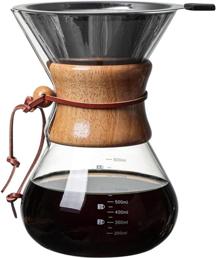 Classic 400ml Giet Koffiezetter met RVS Filter Glazen Koffiepot voor Koud Brouwen en Filterkoffie