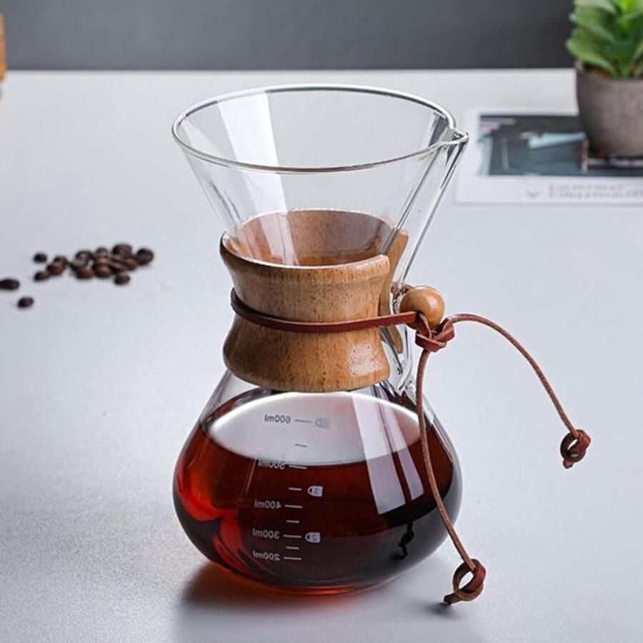 Classic 400ml Giet Koffiezetter met RVS Filter Glazen Koffiepot voor Koud Brouwen en Filterkoffie