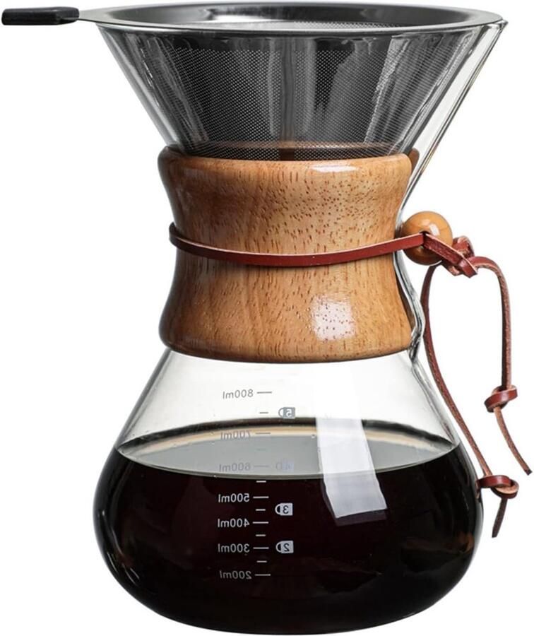 Klassieke 400ml Giet Koffiezetter met RVS Filter Glazen Koffiepot voor Koud Brouwen en Perfecte Aroma
