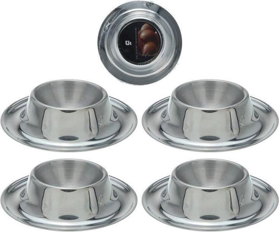 *** Classic Eierdopjes set van 4 stuks Robuust Ø 8.5cm RVS Metaal van Heble ***