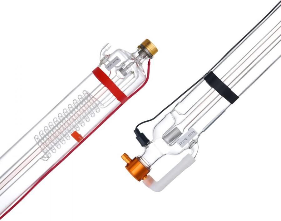 CO2-laserbuis 90W Laserbuis voor graveer- en snijmachine Lengte 1250 mm Diameter 80 mm Borosilicaatglas Metalen kop Levensduur 10.000 uur Voorgemonteerd