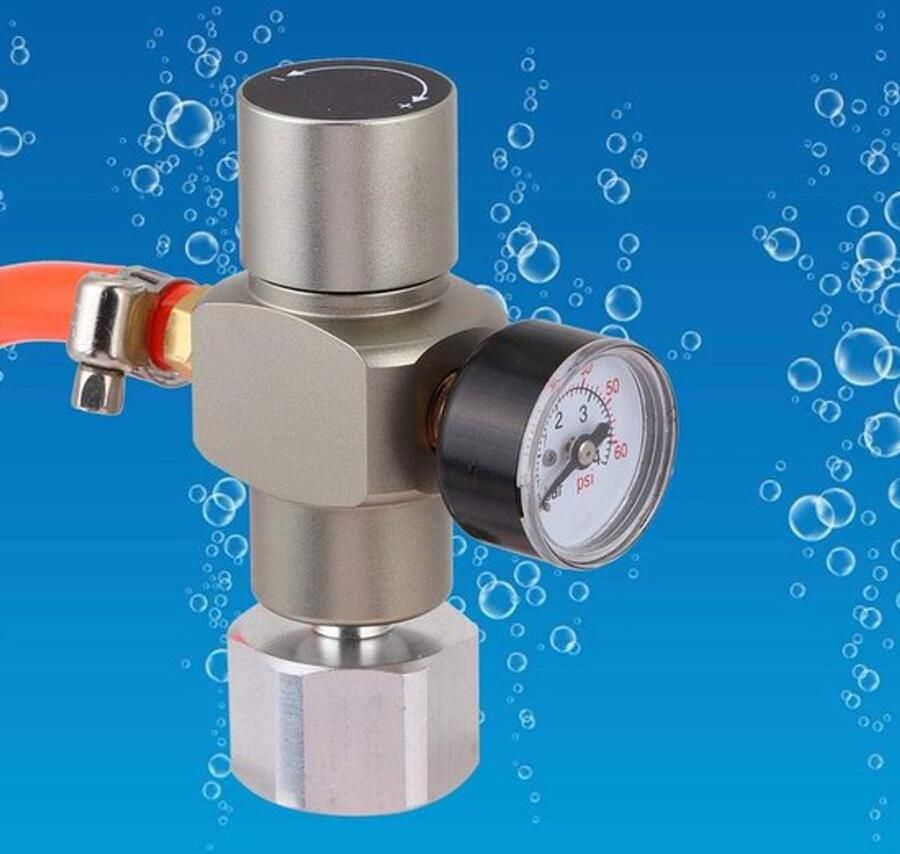 CO2-oplader kit Mini gasregelaar Handig voor frisdrank Roestvrij staal Keg-adapter Geschikt voor frisdrankmakers 80 cm slang