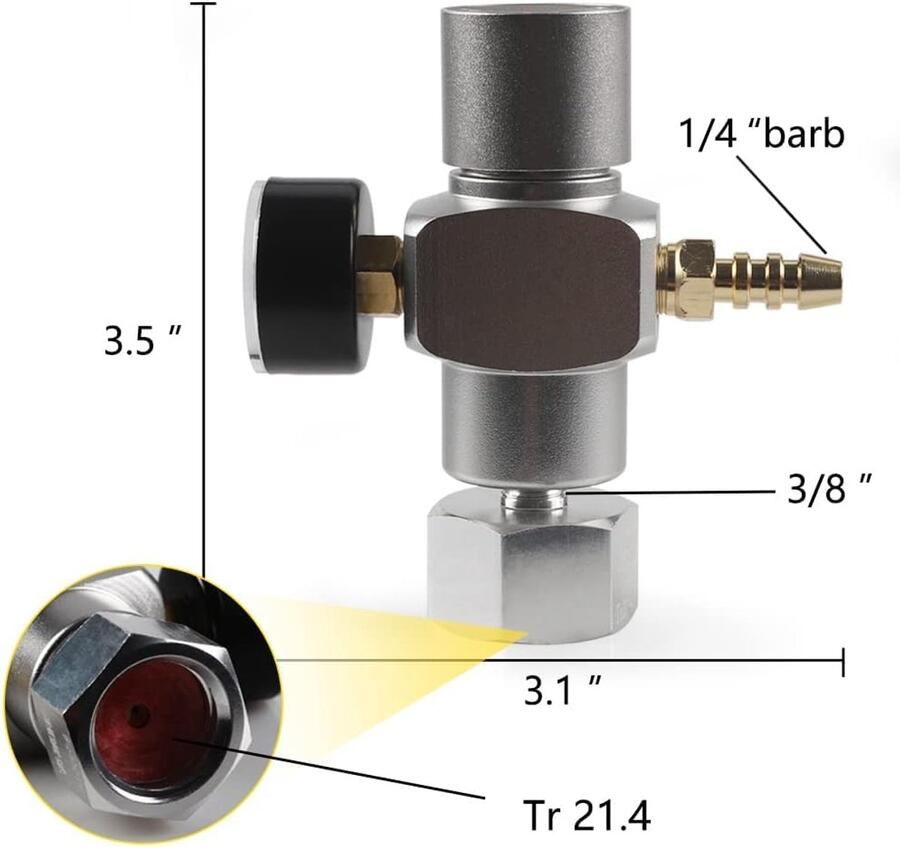 CO2-drukregelaar 2-in-1 mini-CO2-gasregelaar-soda-manometer met adapter 3 8 in op TR21.4