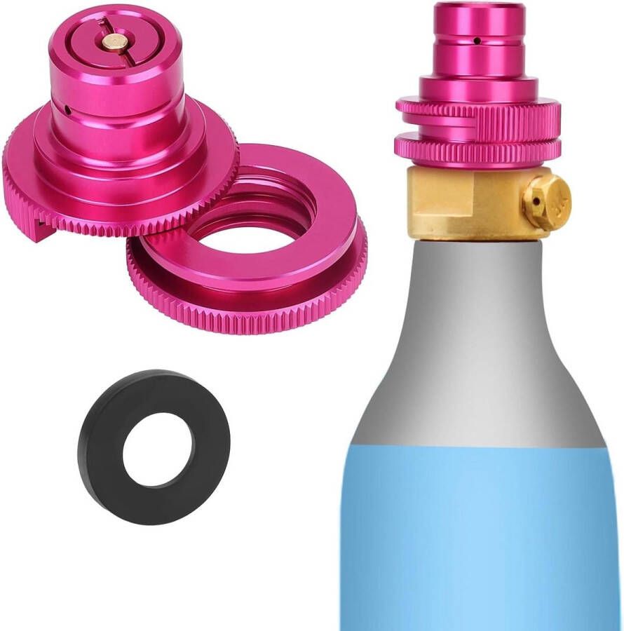 CO2 Quick-Adapter voor Soda-Bruiswatermachine Navuladapter voor Duo Sodamaker Aansluiting van 425 g Cilinders 60 l Trapeziumschroefdraad TR21-4 Nieuw Quick Connect-Systeem Roze
