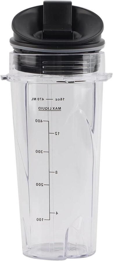 Cocoplus -Compatibel Onderdeel Vervanging Blender Cup 16 Oz Sip & Seal Deksel Professionele Blender Cups Onderdelen Nutri Ninja Geschikt voor Alle Modellen Zwart