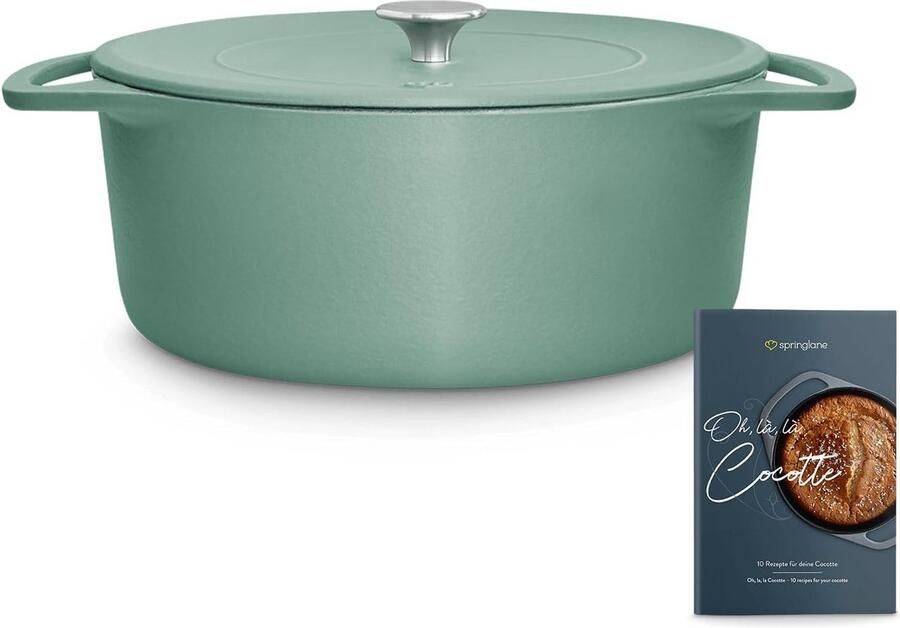 Cocotte met deksel 28 cm 6 ltr gietijzer mint ronde braadpan stoofpan geschikt voor inductie
