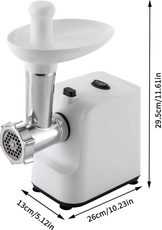 Collox Elektrische vleesmolen Gehaktmolen 1000W Ook geschikt voor oa paprika gember selderij Met 3 verwisselbare elektrische snijplaten Wit