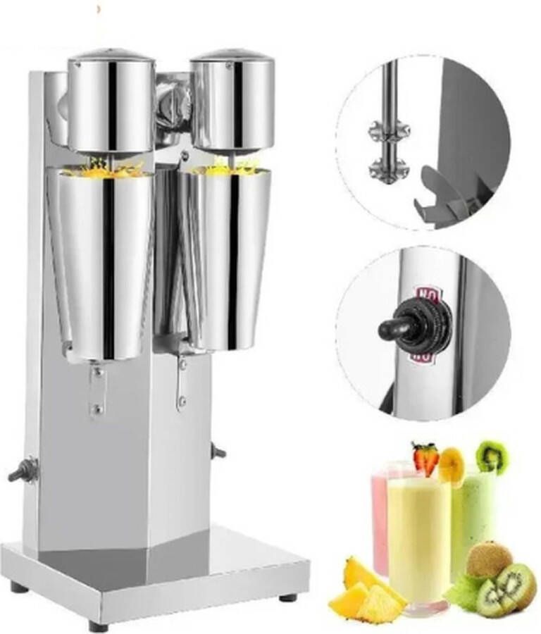 Collox Milkshakemachine Mixer Smoothies Cocktails Dubbele bekers 800 ml per beker 2 snelheden Roestvrijstaal
