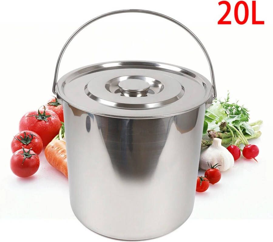 Collox Voedselemmer Melkemmer 20 L Roestvrijstaal Met deksel Voor de keuken industrie geneeskunde gastro en privé