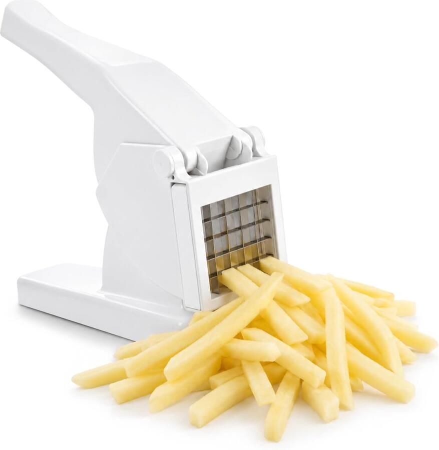 Com-four aardappelsnijders van kunststof – frietsnijder en frietpers – handmatig snijapparaat voor groenten en aardappelen (1 wit)