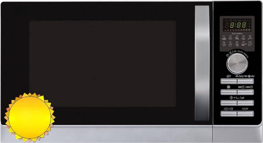 Combi magnetron Vrijstaand 3-in-1 Magnetron met Hetelucht en Grill Functie 25 Liter 900 W Magnetron 1000 W grill 2500 W Hetelucht 10 Automatische Programma's Metalen Draaiplateau 30 cm Zilver Energieklasse A] - Foto 2