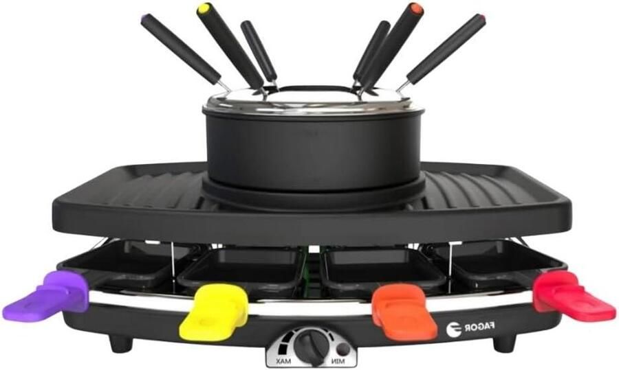 Combinatie Wisser Fondue Grill Elektrische Kookpot Gezellig Eten 3-in-1 Functie 1.5L Capaciteit Zwart