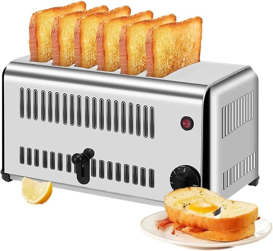 Commerciële Broodrooster Brede Slots Snel Brood Roosteren Roestvrij Staal 4 6 Slices Zilver