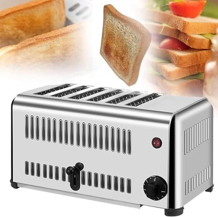 Elektrische Broodrooster Keuken Apparaat Snel Brood Roosteren Instelbare Capaciteit 4 of 6 Plakjes Roestvrij Staal