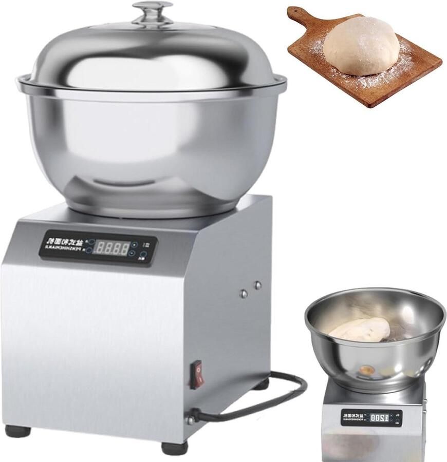 Commerciële Deegmixer Bloemmengmachine Deegmachine Brood en Pizza Maken Dubbele Rotatie Motor 5 kg Capaciteit Zilver