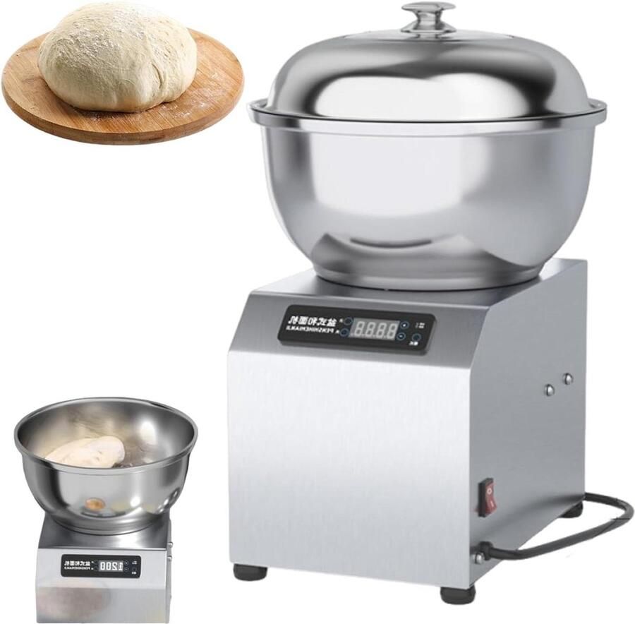 Commerciële Deegmixer Meelmengmachine Keukenmachine Brood Deeg Maken Dubbele Rotatie Motor 5 KG Capaciteit Zilver