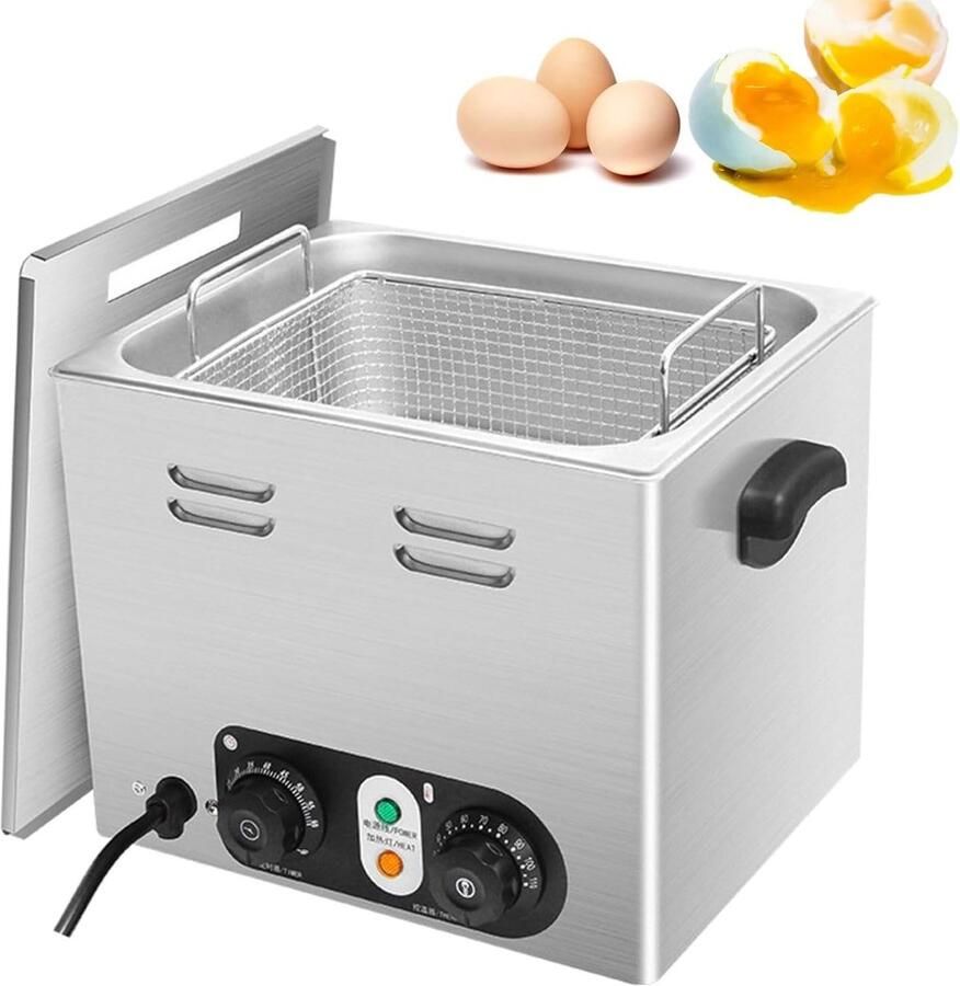 Commerciële Eierkoker Roestvrijstalen Waterkoker Eieren Koken Hoge Capaciteit 45 Eieren 31.5x25.5x27.5 cm Zilver