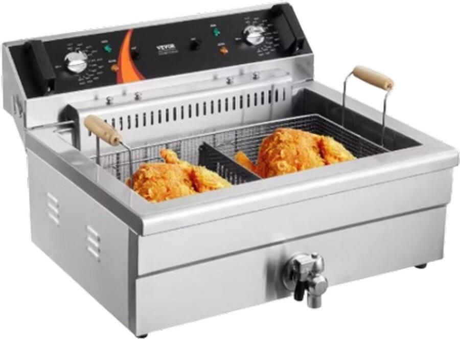 Commerciële Elektrische Friteuse 3000W 30 6 Qt 29 L Roestvrijstaal Enkele Tank met Mand Grote Capaciteit voor Kip Kalkoen en Snacks