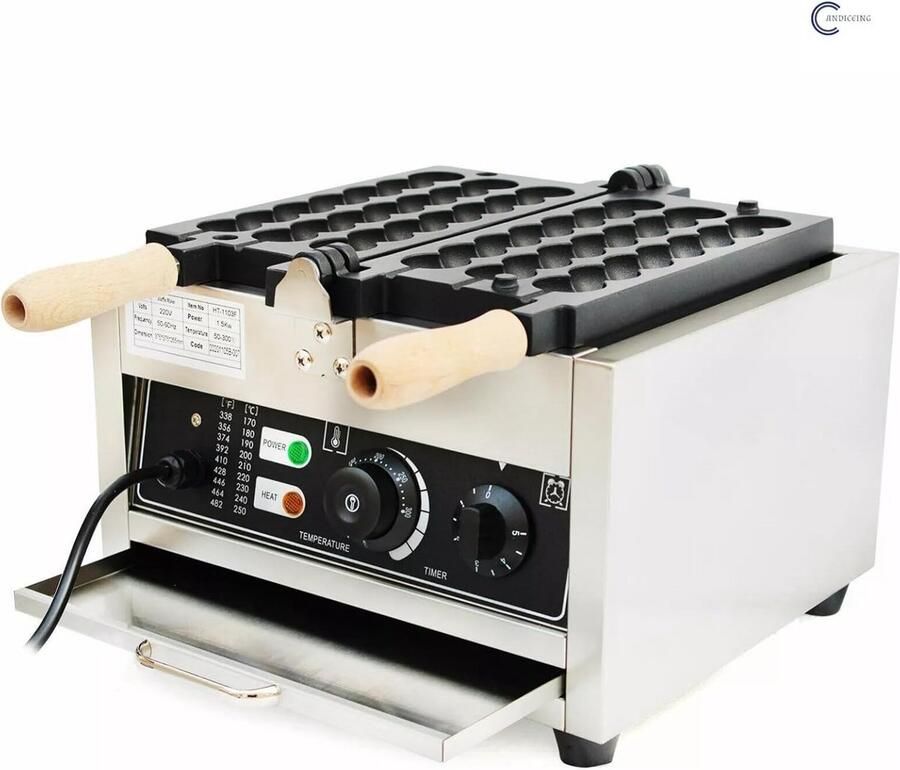 Commerciële Elektrische Wafelijzer voor Bubble Wafels en Pannenkoeken 1500W