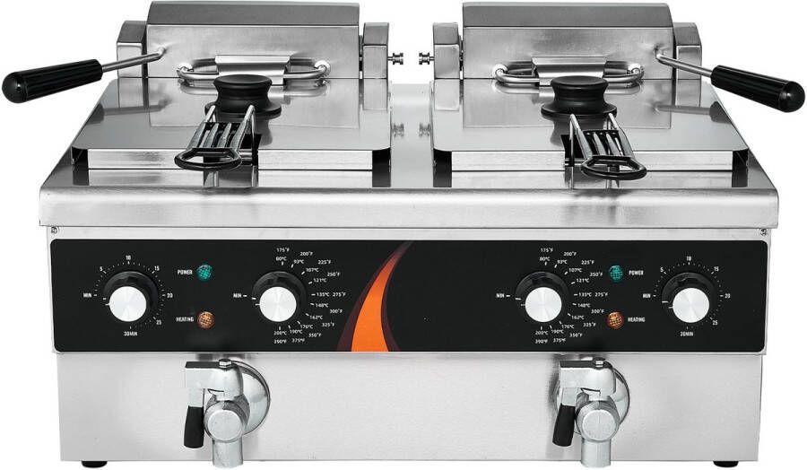 Commerciële Frituurpan Elektrische Frituurpan voor Op Het Aanrecht 3000W X 2 Vermogen 5 9l Dubbele Tank Oliefriteuse met 2 Manden Verdikt Roestvrij Staal