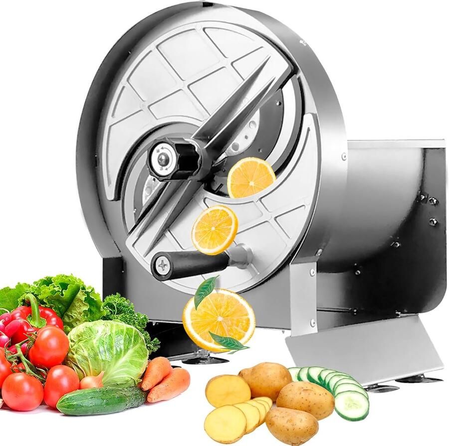 Commerciële Groentesnijder Rvs voor Tomaat Ui Aardappel Limoen 0-0.5 Dikte Verstelbare Handmatige Fruit Cutter met 6 Zuignappen