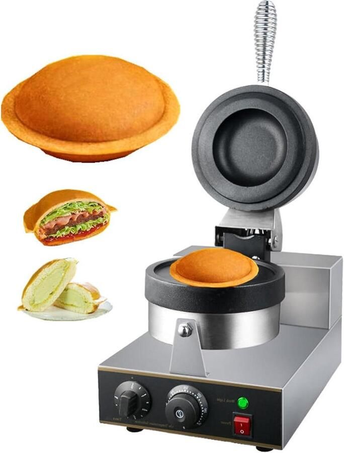 Commerciële Hamburger Wafelmachine Elektrische Panini Pers Snel Snacks Maken Dubbelzijdige Verwarming 1300 Watt Roestvrij Staal